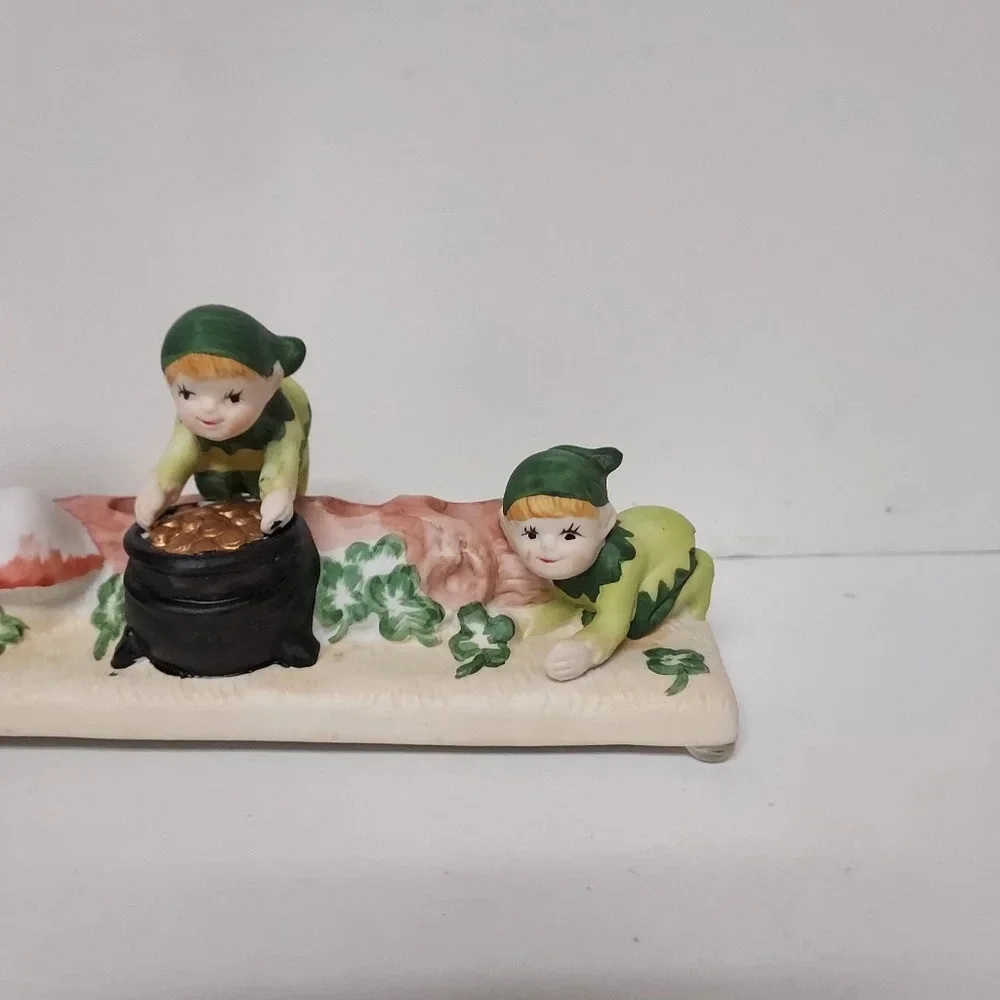 MSR Imports 1989 Vintage Porcelain Leprechaun Candle Holders - St. Patrick's Day